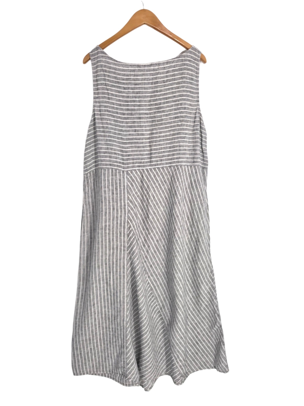J Jill Love Linen Gray White Striped Midi Dress XL Pockets Coastal - Picture 4 of 10